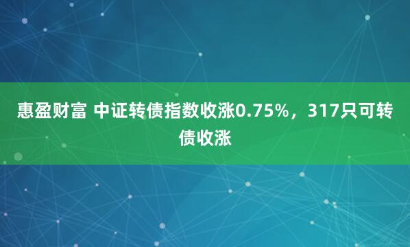 惠盈财富 中证转债指数收涨0.75%，317只可转债收涨