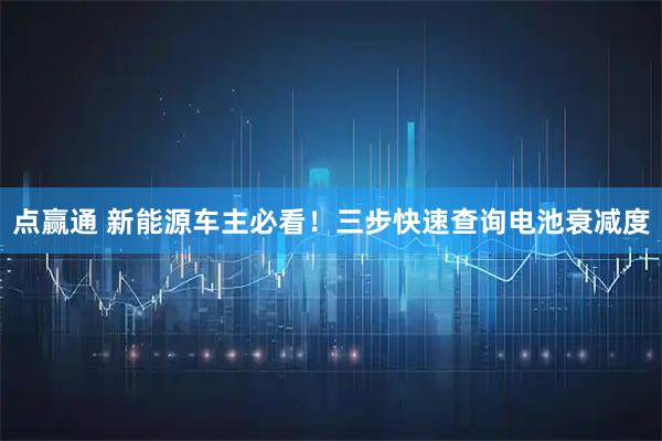 点赢通 新能源车主必看！三步快速查询电池衰减度