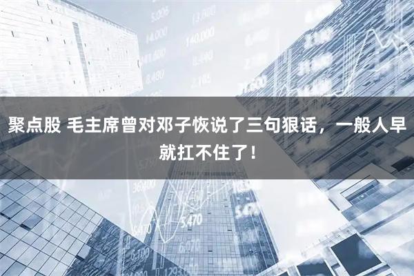 聚点股 毛主席曾对邓子恢说了三句狠话，一般人早就扛不住了！
